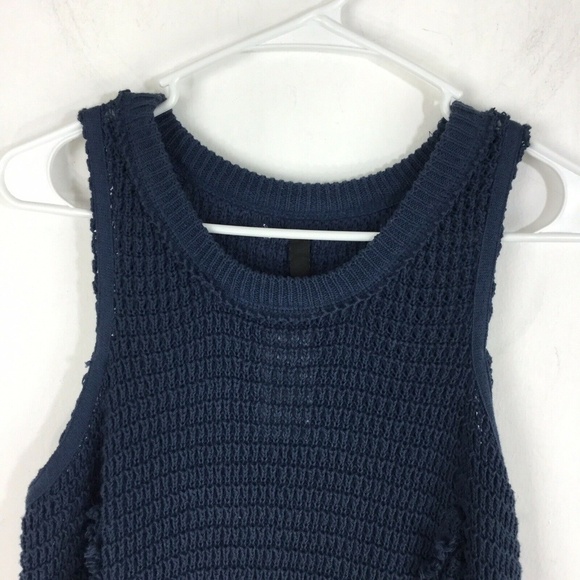 Elan Cold Shoulder Blue Sweater Dress Cotton - Picture 2 of 8